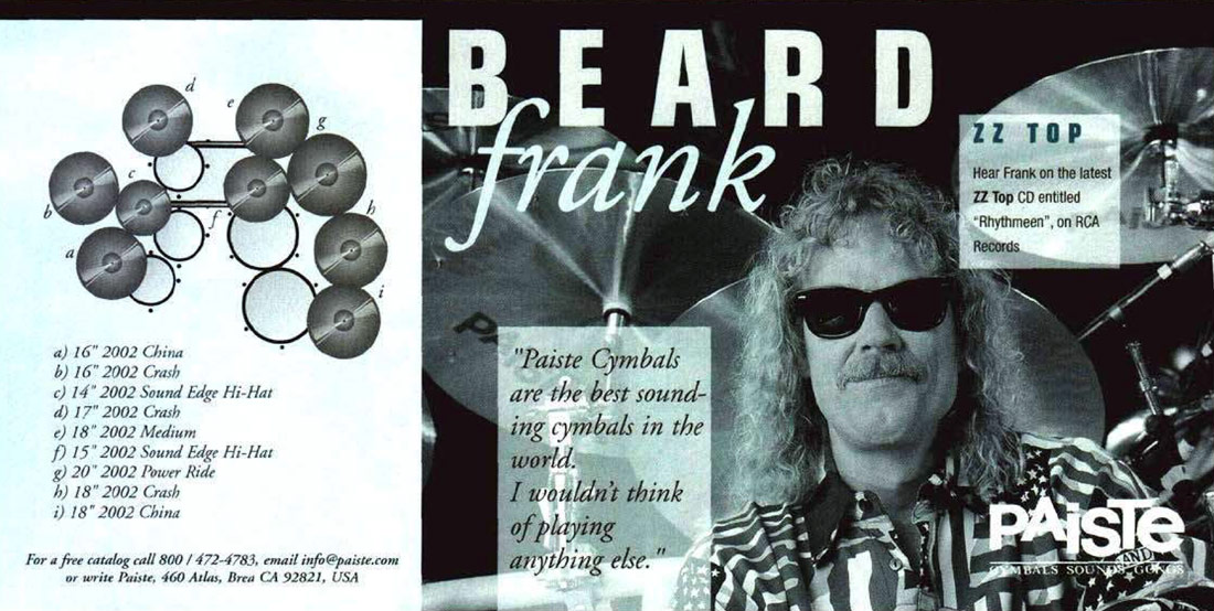 Frank Beard ZZTop Drummerworld
